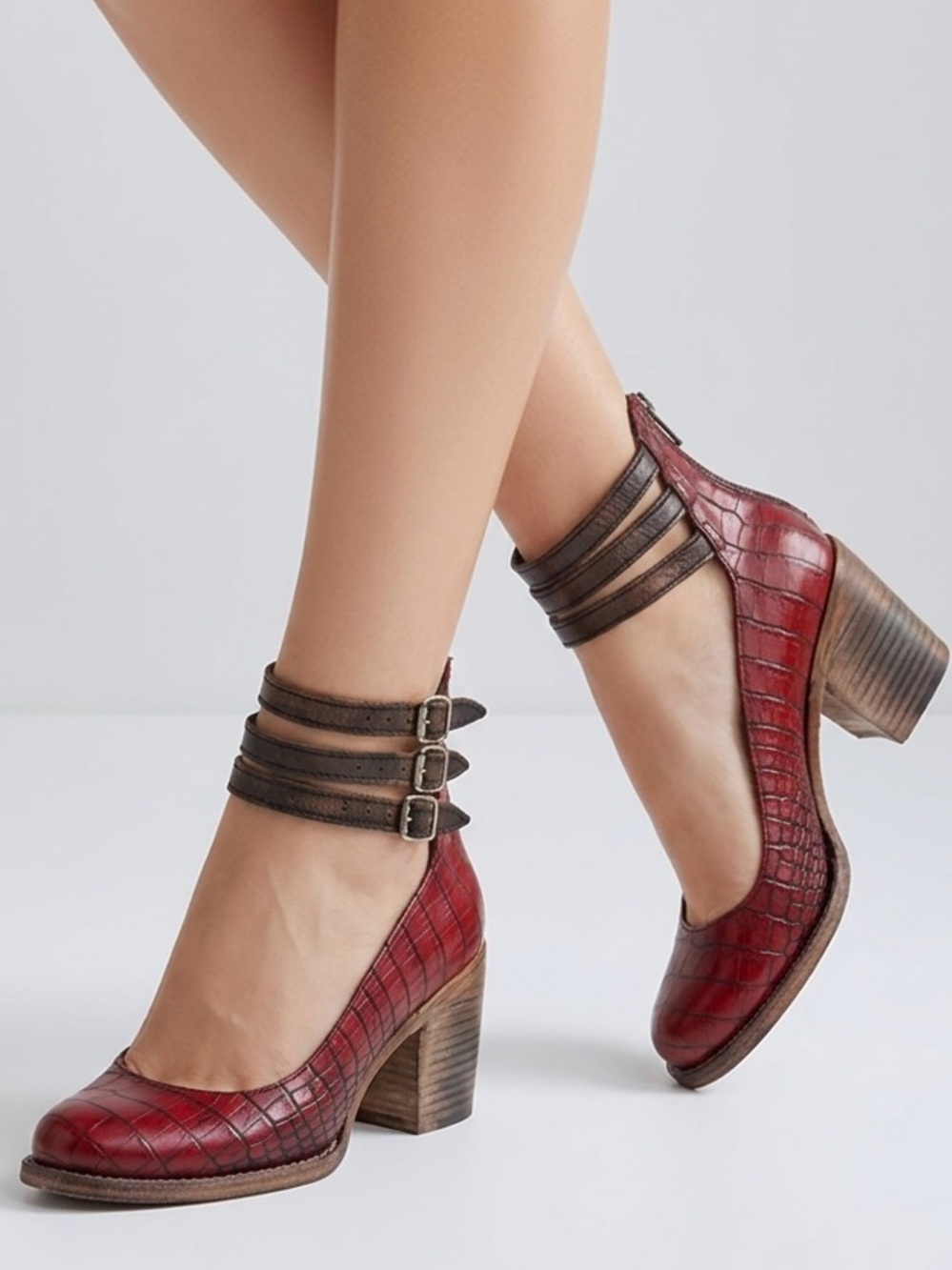 🦅BNIB🤩|•FREEBIRD BY STEVEN•| 'Randi' Red Croc Heeled Mary Jane Size 10